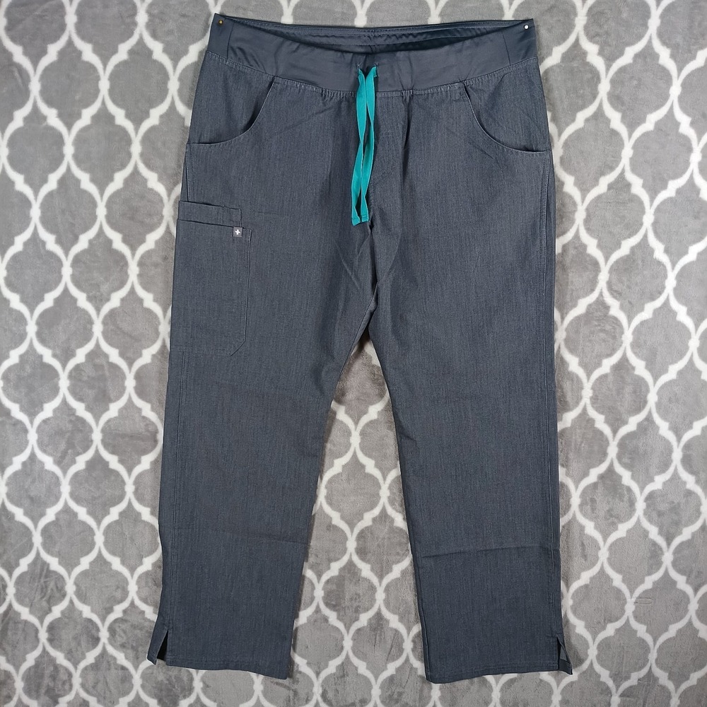 Figs Kade Cargo Scrub‎ Pants Women Large Graphite Straight Leg Medical T21004